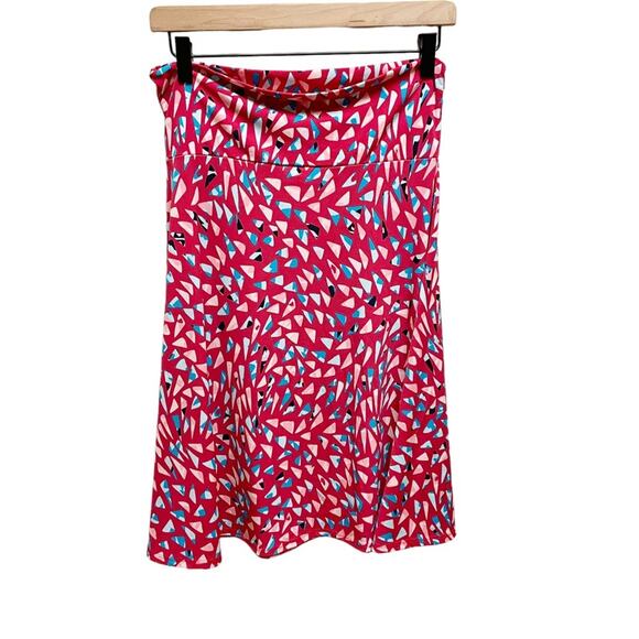 LuLaRoe Azure Red With Multicolor Triangle Design Skirt Medium - Picture 5 of 5